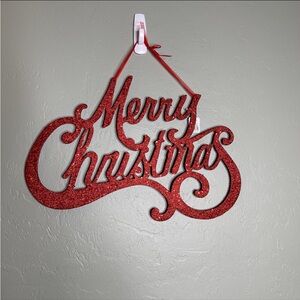 Hanging Glitter Merry Christmas Sign NWT